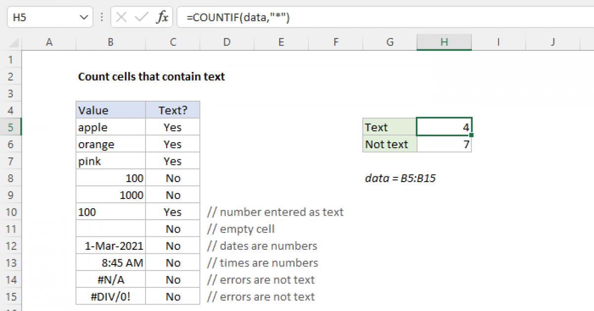 Excel Formula To Count Cells With Different Text